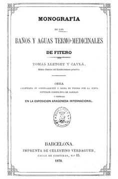 Monografía de los baños y aguas termo- medicinales de Fitero