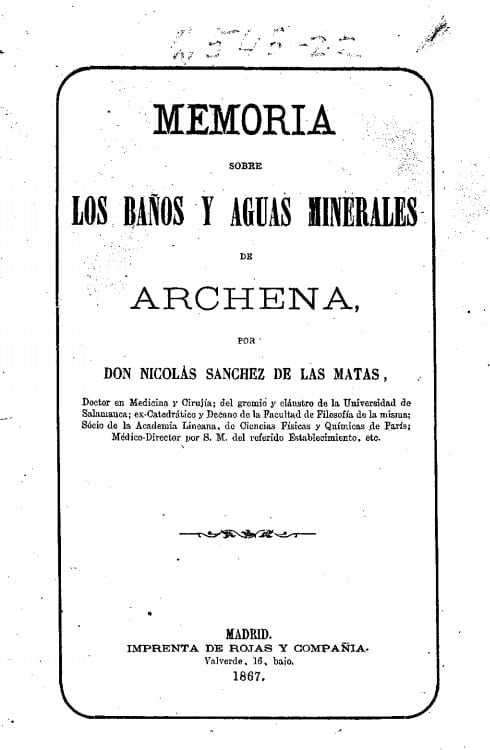 Memoria sobre los baños y aguas minerales de Archena