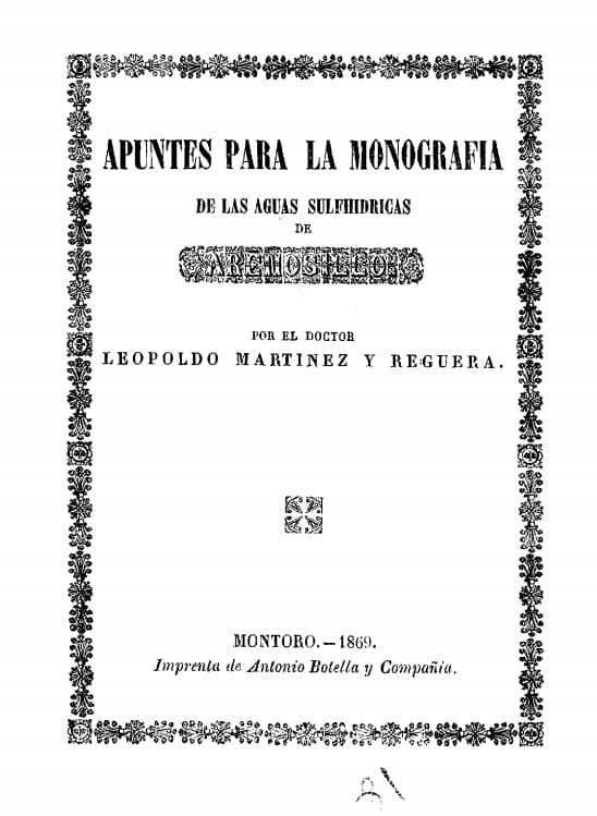 Apuntes para la monografía de las aguas sulfhídricas de Arenosillo