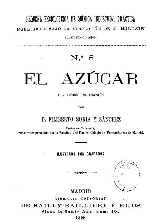 El azúcar. Traducción del francés por Filiberto Soria y Sánchez