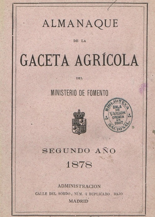 Almanaque de la Gaceta agrícola del Ministerio de Fomento