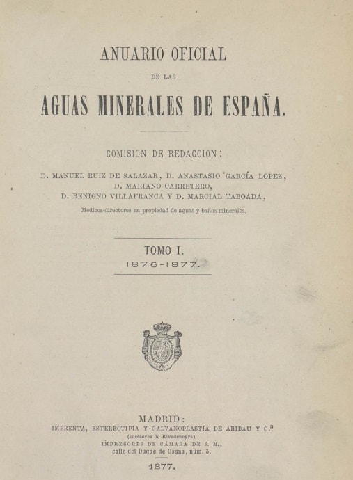 Anuario oficial de las aguas minerales de España