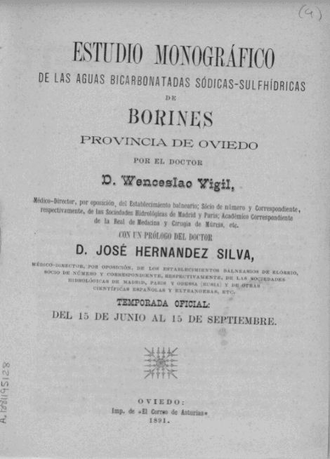 Estudio monográfico de las aguas bicarbonatadas sódicas-sulfhídricas de Borines, provincia de Oviedo