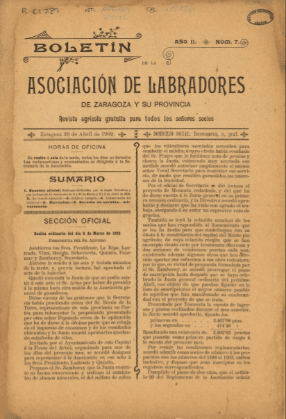 Boletín de la Asociación de Labradores de Zaragoza y su Provincia