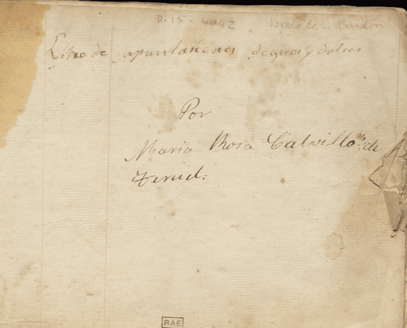 Libro de apuntaciones de guisos y dulces. Manuscrito s. XVIII