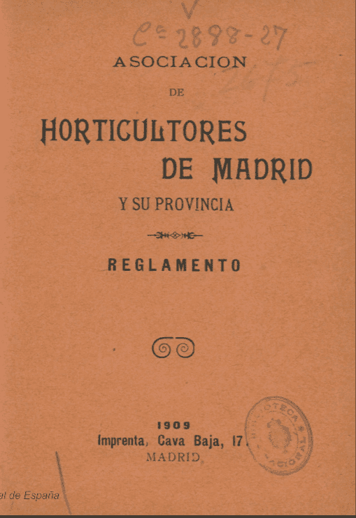 Asociación de Horticultores de Madrid y su Provincia. Reglamento.