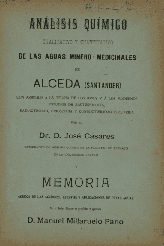 Análisis químico cualitativo y cuantitativo de las Aguas minero medicinales de Alceda (Santander)