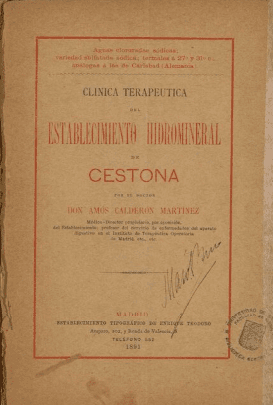 Clinica terapéutica del establecimiento hidromineral de Cestona