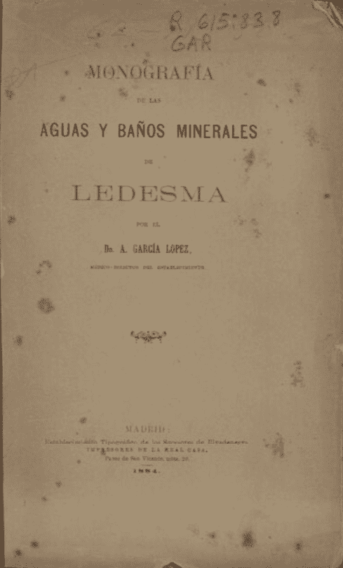 Monografía de las aguas y baños minerales de Ledesma