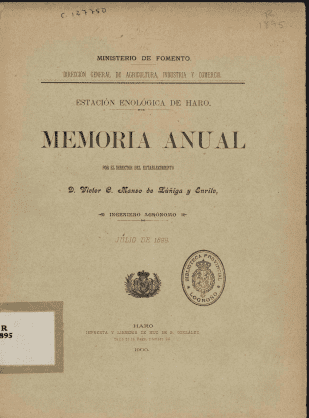 Memoria anual… julio de 1899. Estación Enológica de Haro