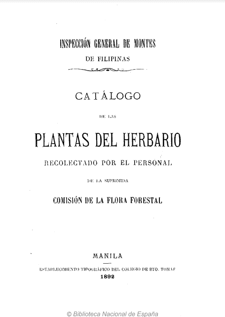 Catálogo de las plantas del herbario recolectado por el personal de la suprimida Comisión de la Flora Forestal