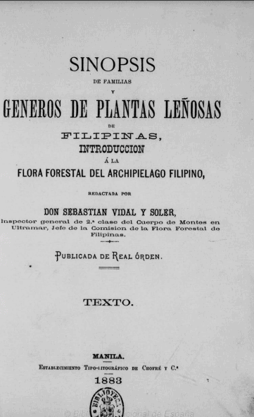 Sinopsis de familias y géneros de plantas leñosas de Filipinash: introducción a la flora forestal del archipielago filipino