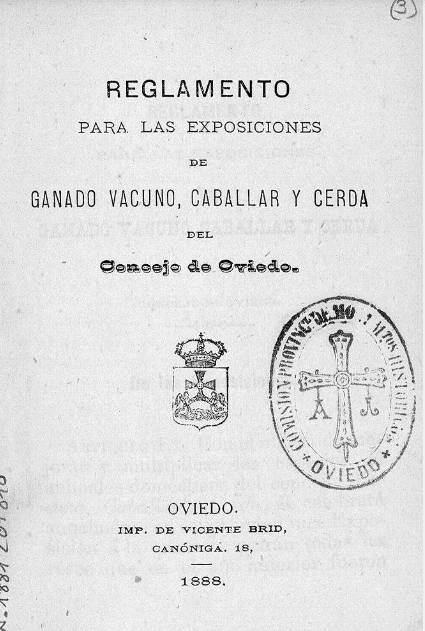 Reglamento para las exposiciones de ganado vacuno, caballar y cerda del concejo de Oviedo