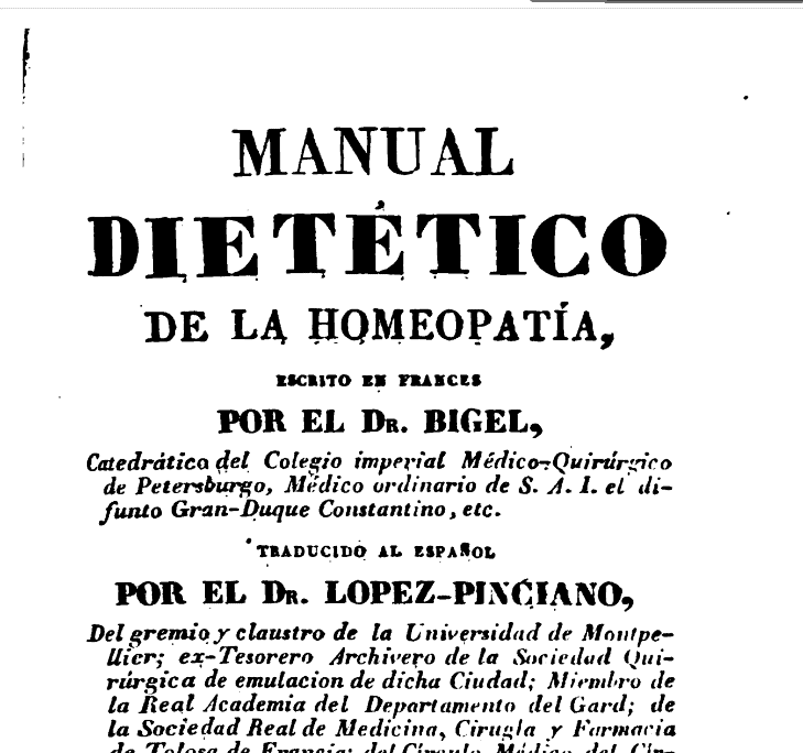 Manual dietético de la homeopatía