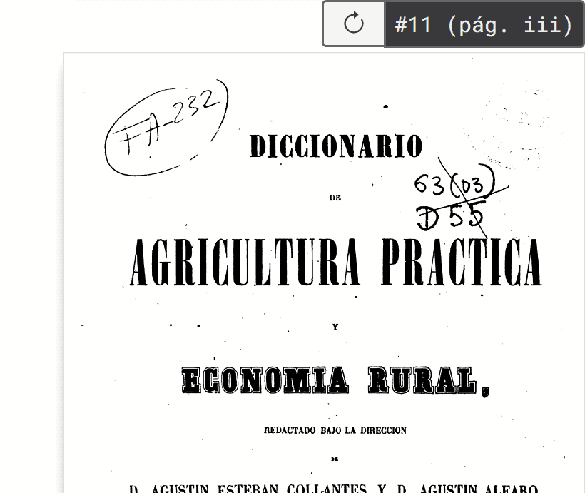 Diccionario de Agricultura práctica y Economía Rural , redactado bajo la dirección de Agustín Esteban Collantes y Agustín Alfaro
