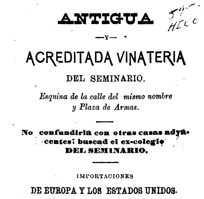 Catálogo de efectos de la antigua y acreditada vinatería del seminario de Quintin Gutierrez y Ca