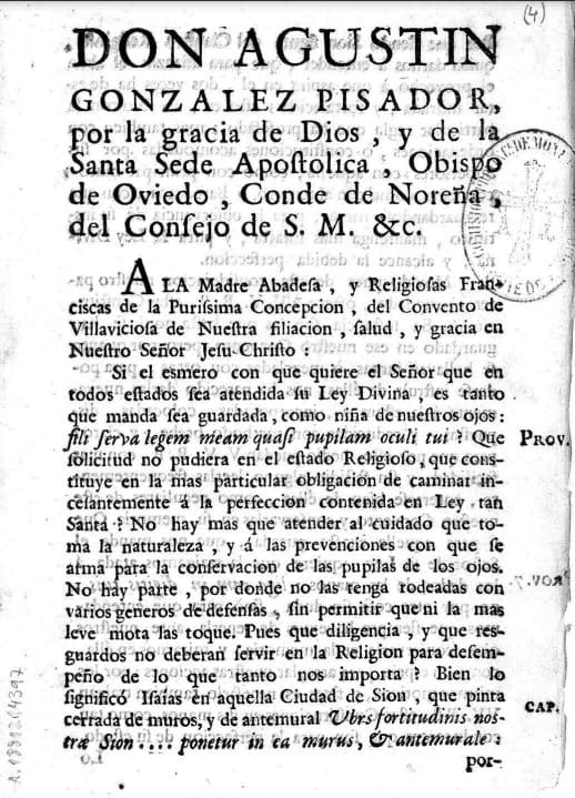 Constituciones para las monjas Franciscas descalzas de la Inmaculada Concepción de la villa de Villaviciosa
