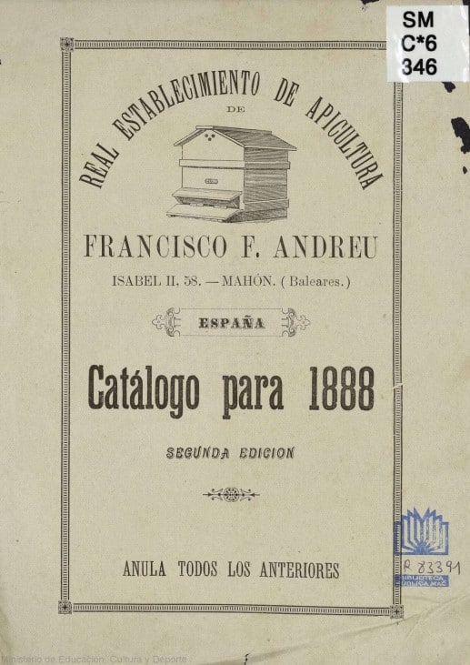 Real Establecimiento de Apicultura Francisco F. Andreu : Catálogo para 1888