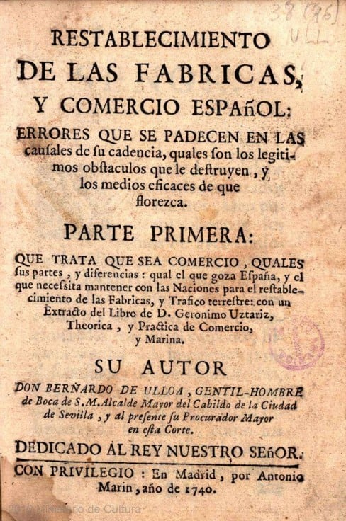 Restablecimiento de las fabricas y Comercio español... ; parte primera  [-segunda] - RAG - Real Academia de Gastronomía