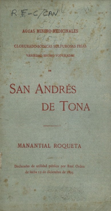 Análisis químico de las aguas de San Andrés de Tona, manantial Roqueta