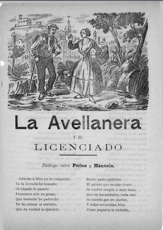 La Avellanera y el licenciado : diálogo entre Perico y Manuela