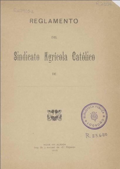 Reglamento del Sindicato Agrícola Católico