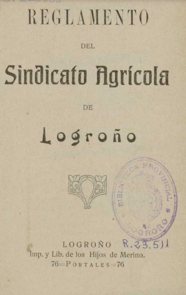 Reglamento del Sindicato Agrícola de Logroño