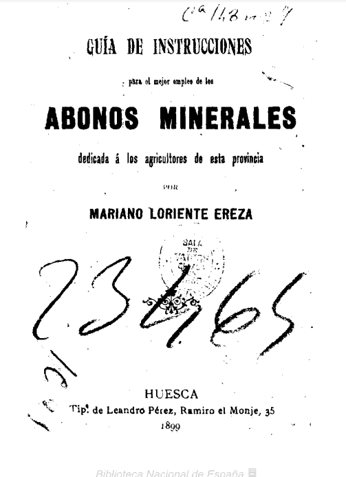 Guia de instrucciones para el mejor empleo de los abonos minerales : dedicada a los agricultores de esta provincia