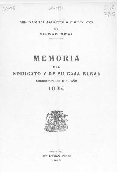 Memoria del Sindicato y de su Caja Rural correspondiente al año 1924