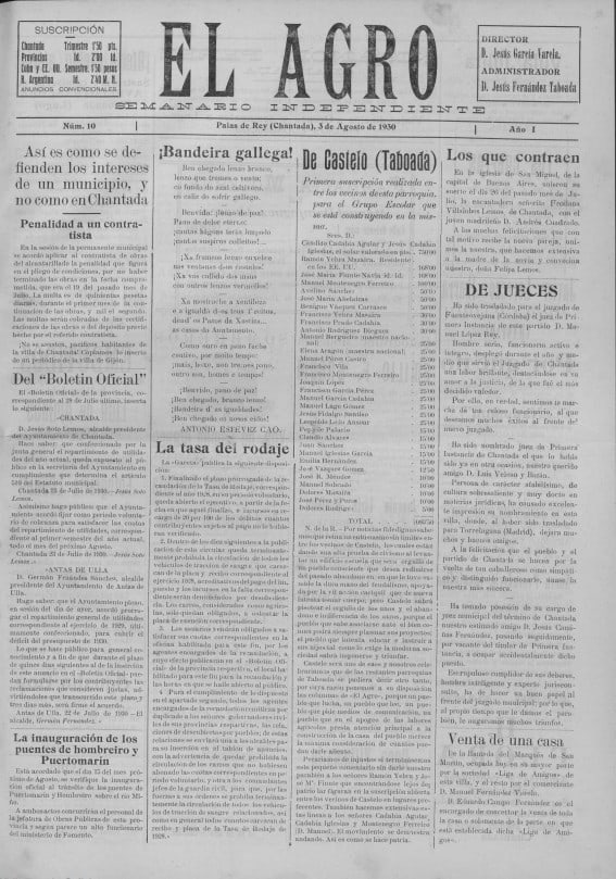 El agro : semanario independiente: Ano I Número 10 – 1930…