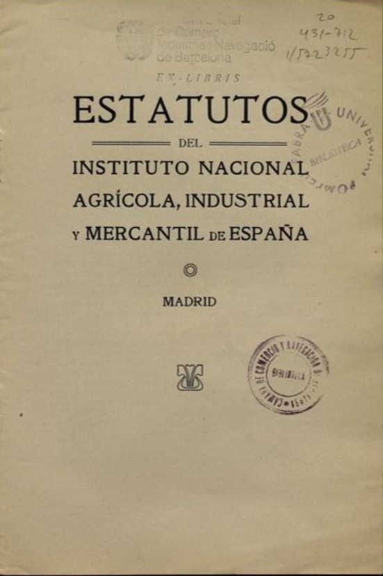 Estatutos del Instituto Nacional Agrícola, Industrial y Mercantil de España