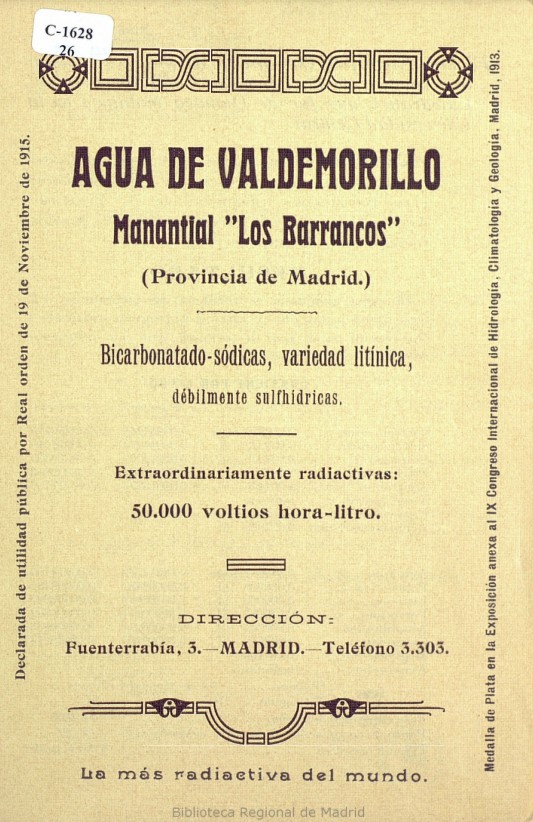 Agua de Valdemorillo : manantial «Los Barrancos» (provincia de Madrid)
