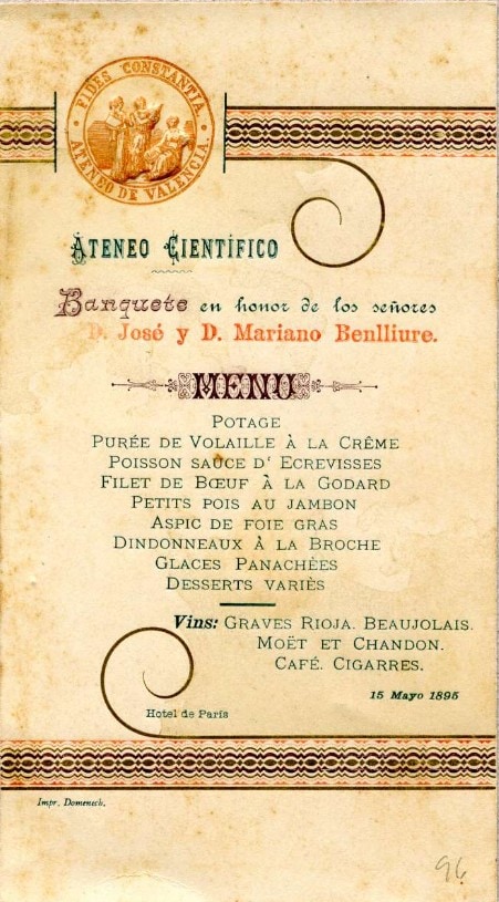 Ateneo Científico. Banquete celebrado en honor de los señores D. José y D. Mariano Benlliure [Material gráfico]