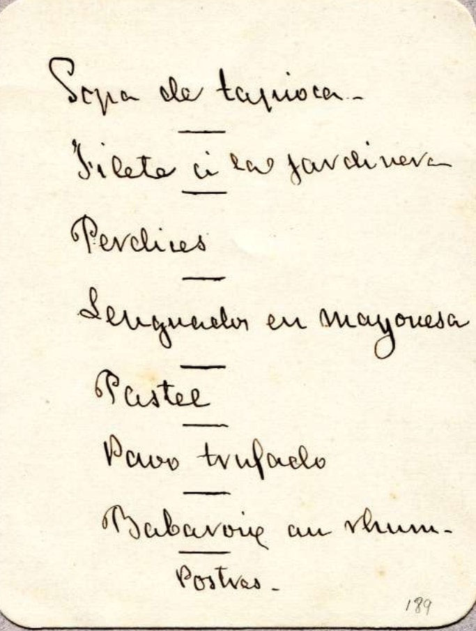 [Menú de cena manuscrito. Medina Sidonia. 1890] [Material gráfico]
