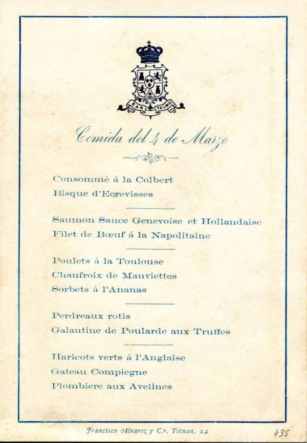 Comida ofrecida por los Duques de Montpensier a la Princesa de Asturias. [Material gráfico]