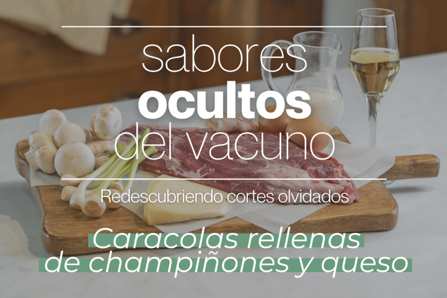 Sabores ocultos del vacuno: Caracolas rellenas de champiñones y queso