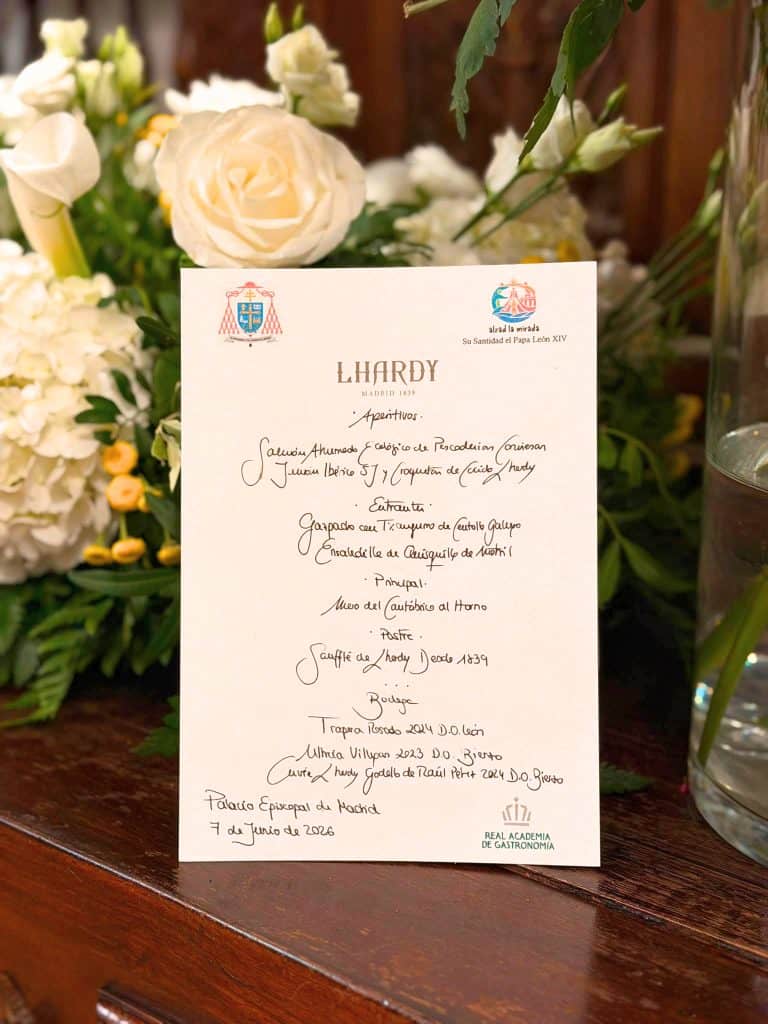 Menú que tomó el Papa León XIV en la cena del Palacio Episcopal durante su visita a Madrid en junio de 2026